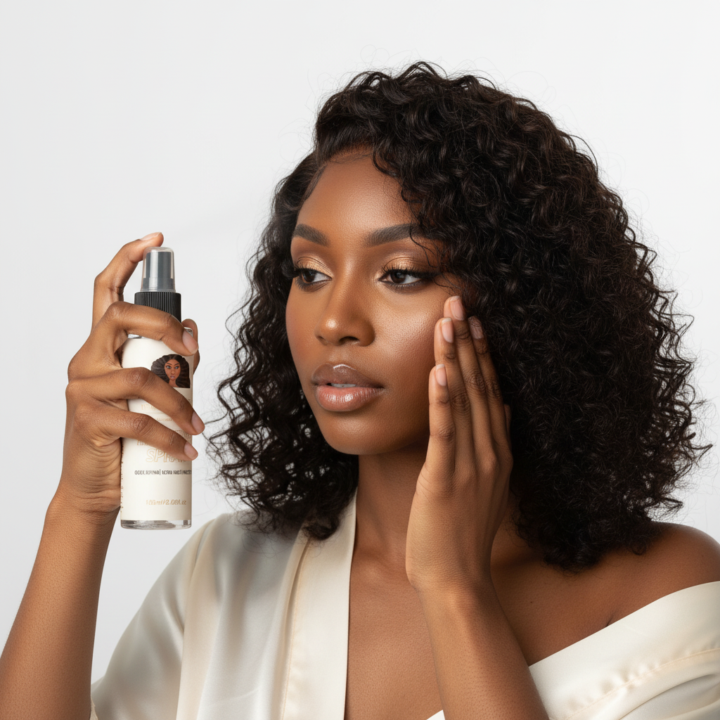 Black Woman Using Melting Spray - Updated